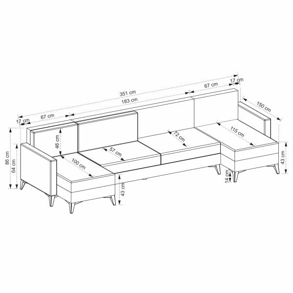 Kristal (D+3+D) Uzanmalı Köşe Koltuk Takımı