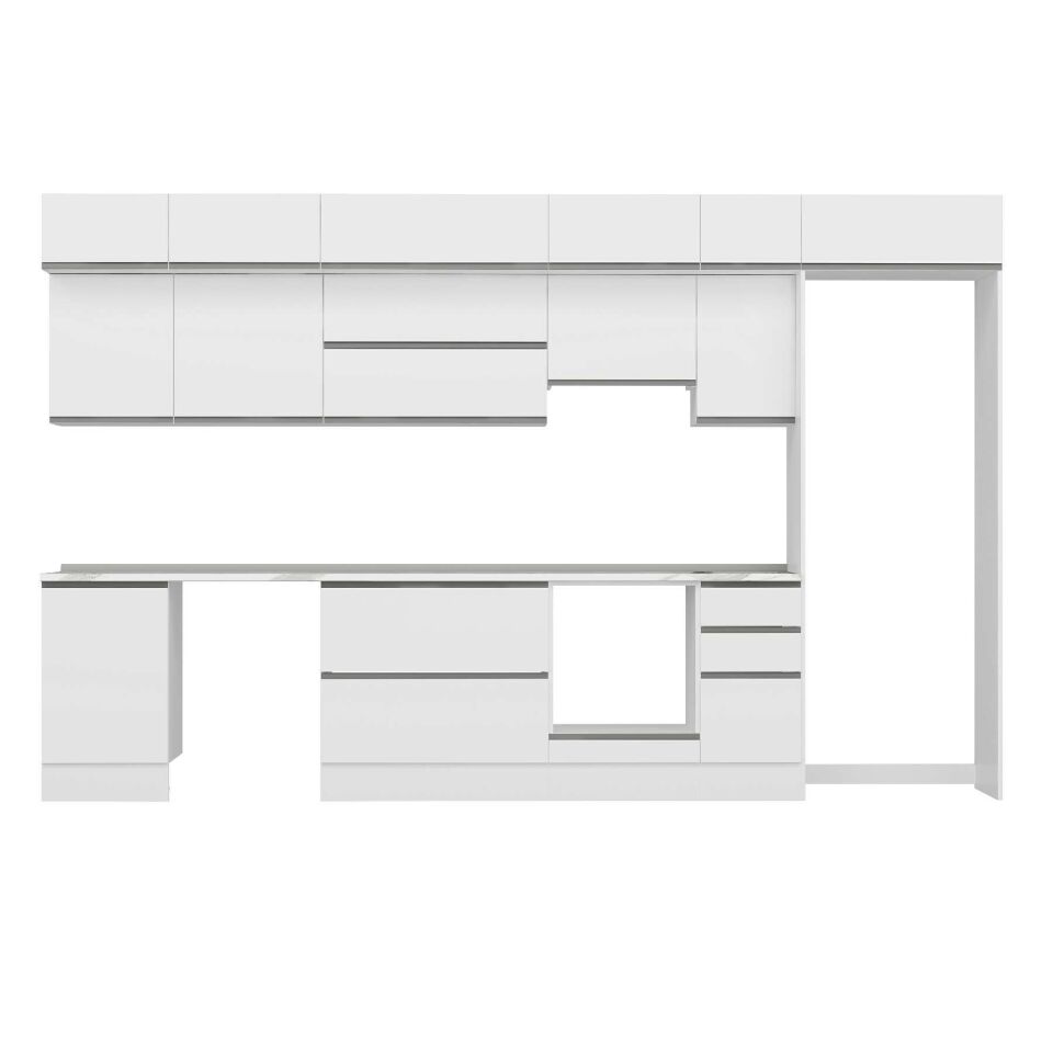 Alvinka 370X240 Cm High Gloss Mutfak Dolabı Mb-E80S50S40-1 High Gloss | Beyaz - Mdf