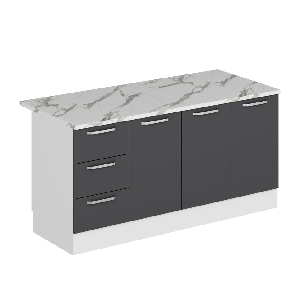 Alvinka 180 Cm Duz Ada Mutfak Dolabı Beyaz Antrasit