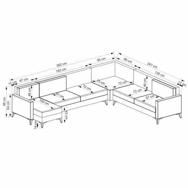 Kristal (D+3+K+2) Uzanmalı L Köşe Koltuk Takımı