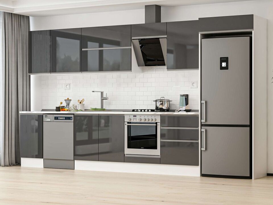Alvinka 385X222 Cm High Gloss Mutfak Dolabı Mb-E80S45S60-2