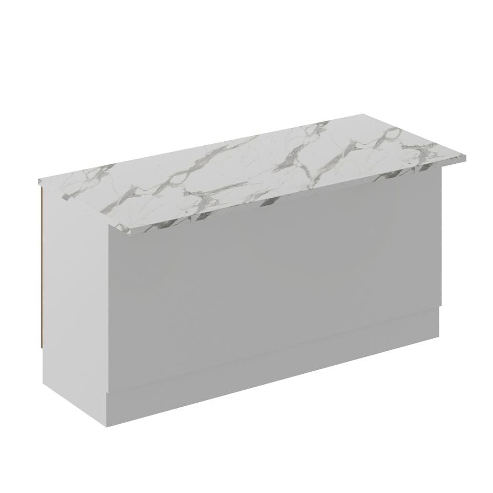 Alvinka 180 Cm Duz Ada Mutfak Dolabı Beyaz Dore