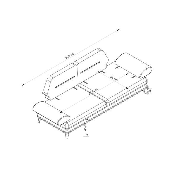 Pandora 3'lü Koltuk Siyah Ayak