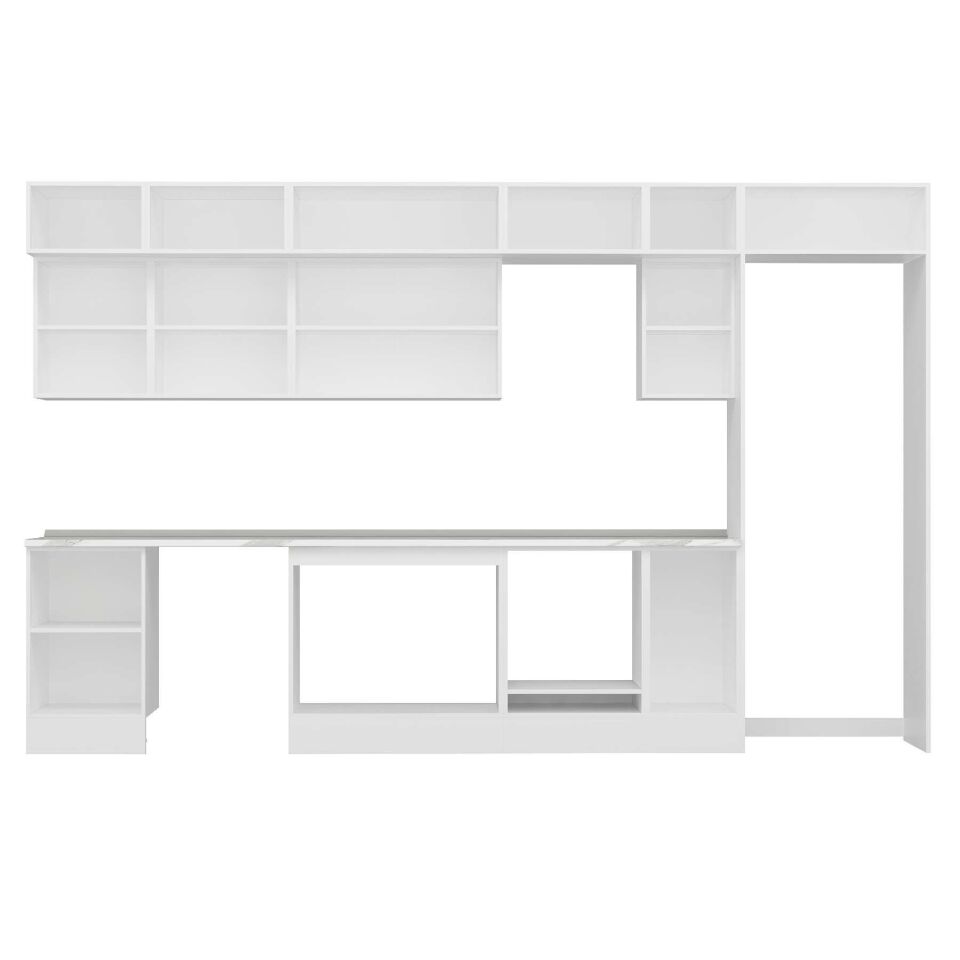 Alvinka 370X240 Cm High Gloss Mutfak Dolabı Mb-E80S50S40-2 High Gloss | Beyaz - Suntalam