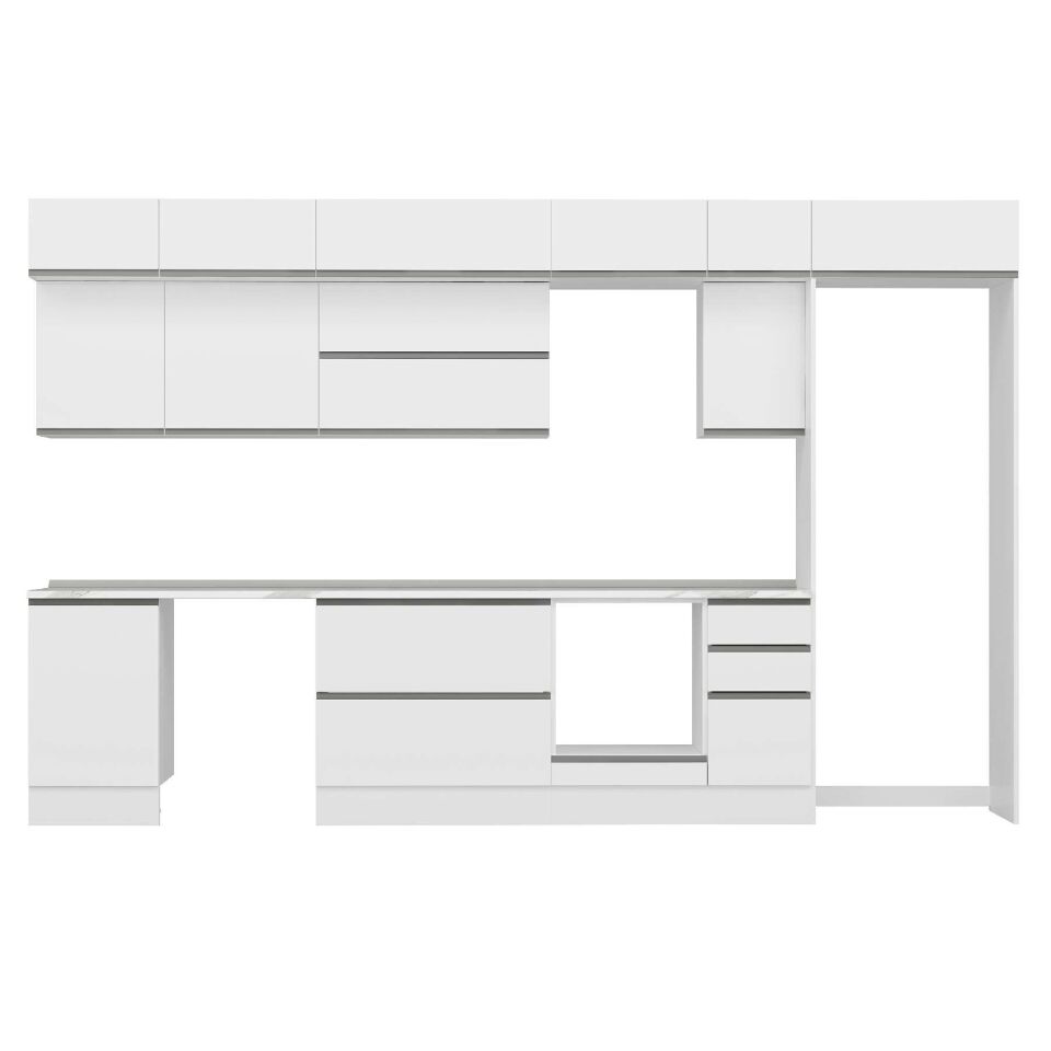 Alvinka 370X240 Cm High Gloss Mutfak Dolabı Mb-E80S50S40-2 High Gloss | Beyaz - Suntalam