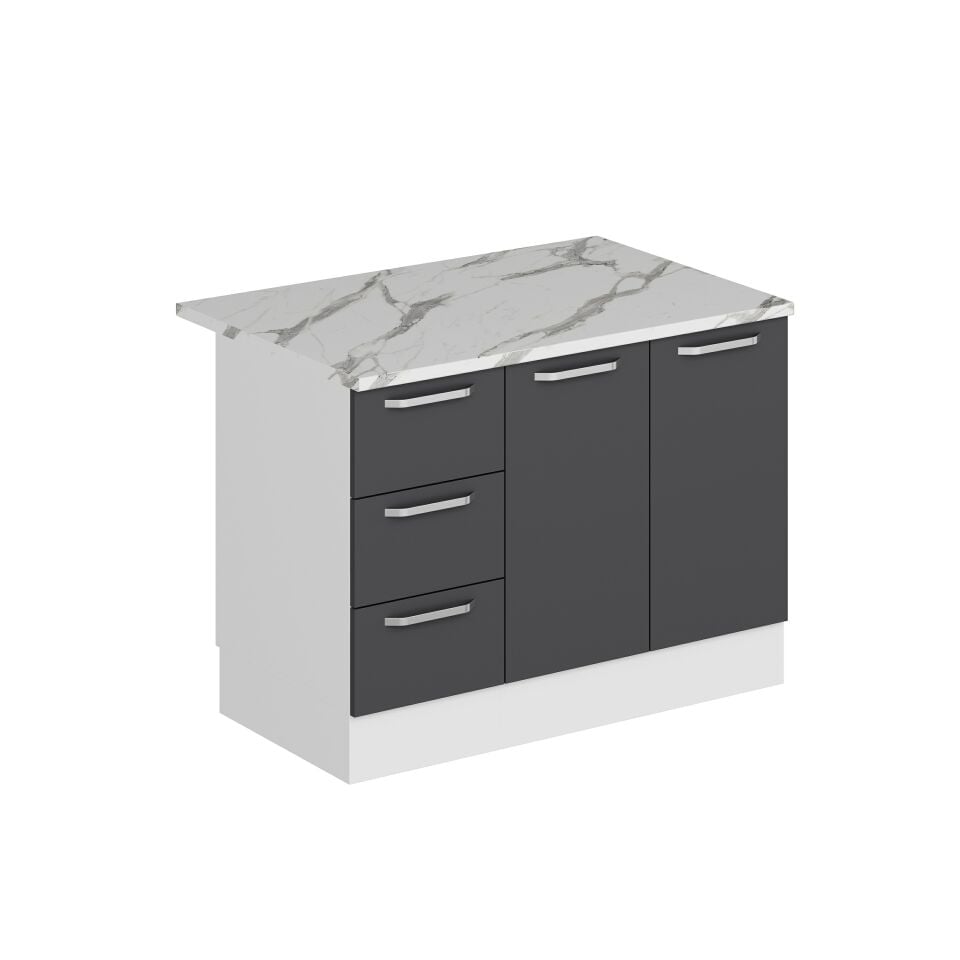 Alvinka 120 Cm Duz Ada Mutfak Dolabı Beyaz Antrasit