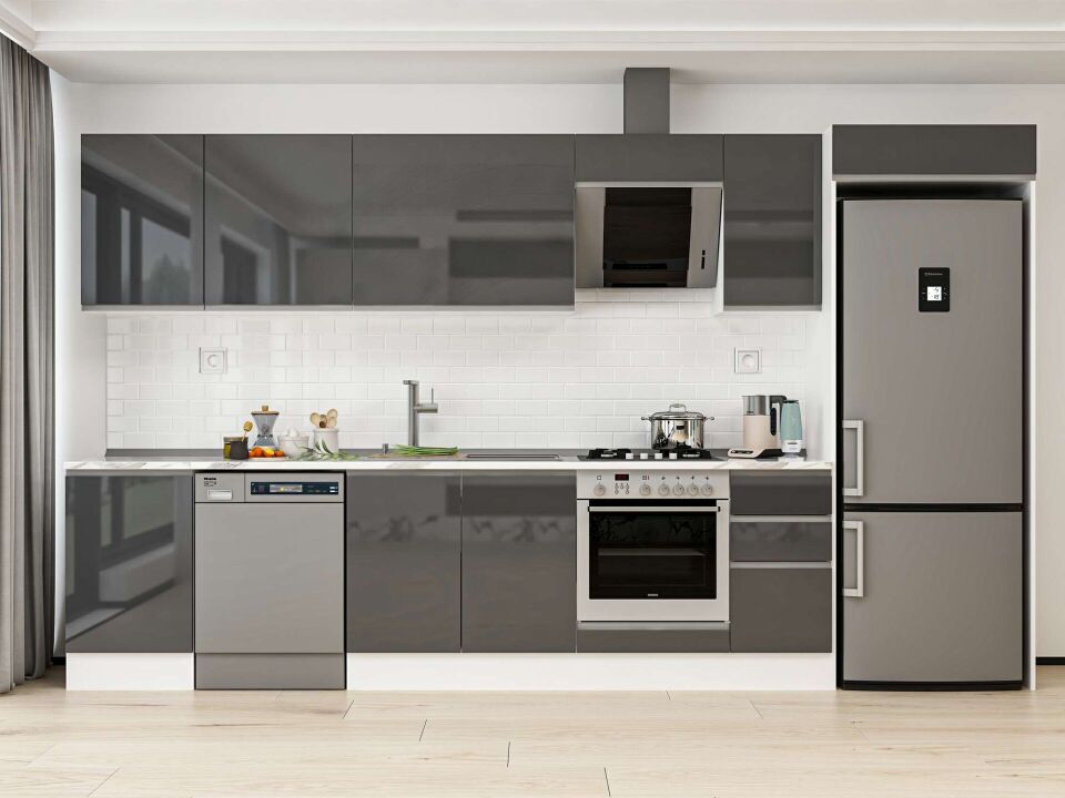 Alvinka 370X222 Cm High Gloss Mutfak Dolabı Mb-E80S50S40-2