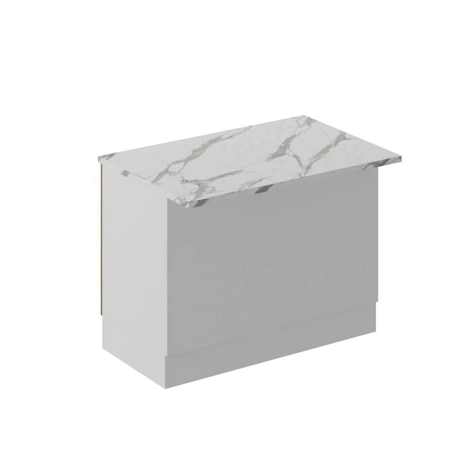 Alvinka 120 Cm Duz Ada Mutfak Dolabı Beyaz Dore