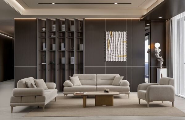 Pandora Koltuk Takımı 3+2+1 Kumtaşı Ayak - OvivoPuma03