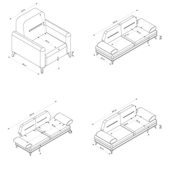 Pandora Koltuk Takımı 3+2+1 Kumtaşı Ayak - OvivoPuma03