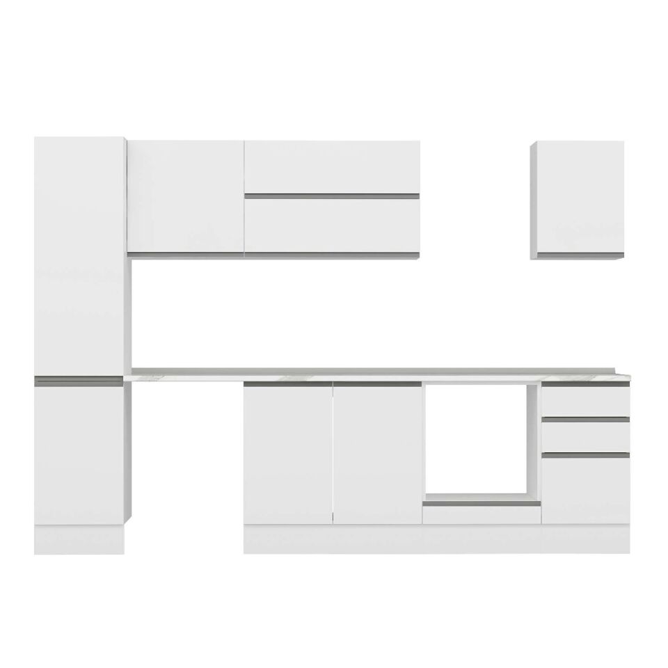 Alvinka 300X210 Cm High Gloss Mutfak Dolabı Mb-E90B45S45-2 High Gloss | Beyaz - Suntalam