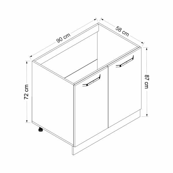 Minar Mutfak Modül Alt 2K 90Cm Evye Dolap Byz Mebran C Byz