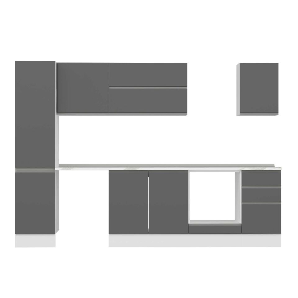 Alvinka 300X210 Cm High Gloss Mutfak Dolabı Mb-E90B45S45-2 High Gloss | Antrasit - Mdf