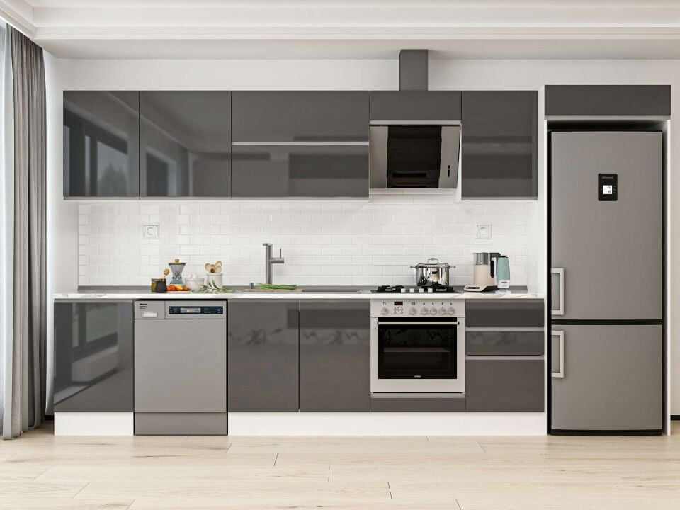 Alvinka 380X222 Cm High Gloss Mutfak Dolabı Mb-E80S50S50-2