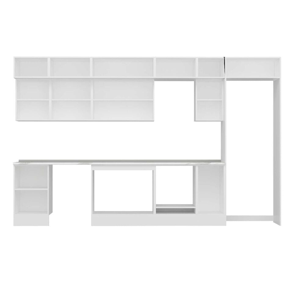 Alvinka 370X240 Cm High Gloss Mutfak Dolabı Mb-E80S50S40-3 High Gloss | Antrasit - Mdf