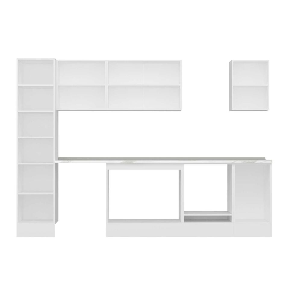 Alvinka 300X210 Cm High Gloss Mutfak Dolabı Mb-E90B45S45-3 High Gloss | Beyaz - Suntalam