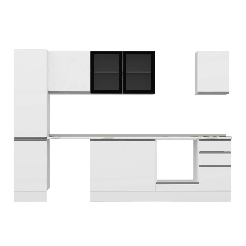 Alvinka 300X210 Cm High Gloss Mutfak Dolabı Mb-E90B45S45-3 High Gloss | Beyaz - Suntalam