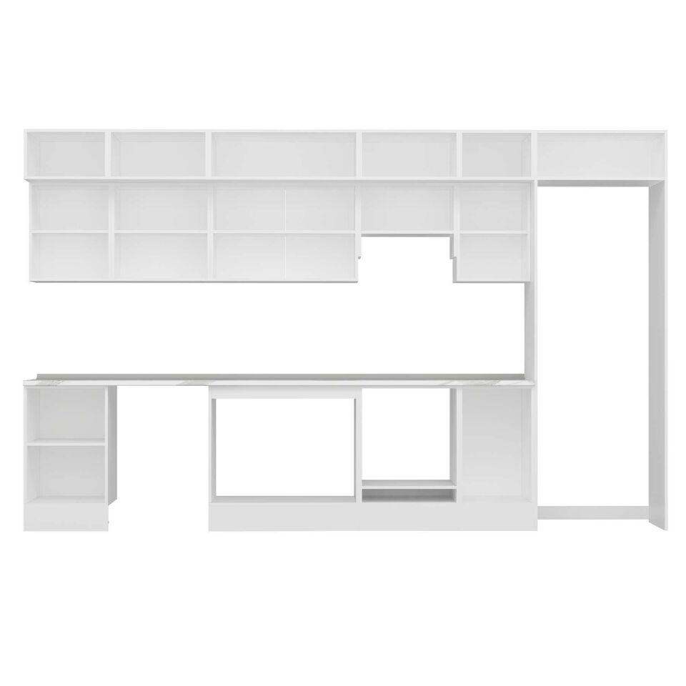 Alvinka 375X240 Cm High Gloss Mutfak Dolabı Mb-E80S50S45-1 High Gloss | Beyaz - Suntalam