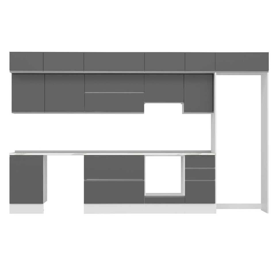 Alvinka 375X240 Cm High Gloss Mutfak Dolabı Mb-E80S50S45-1 High Gloss | Antrasit - Suntalam