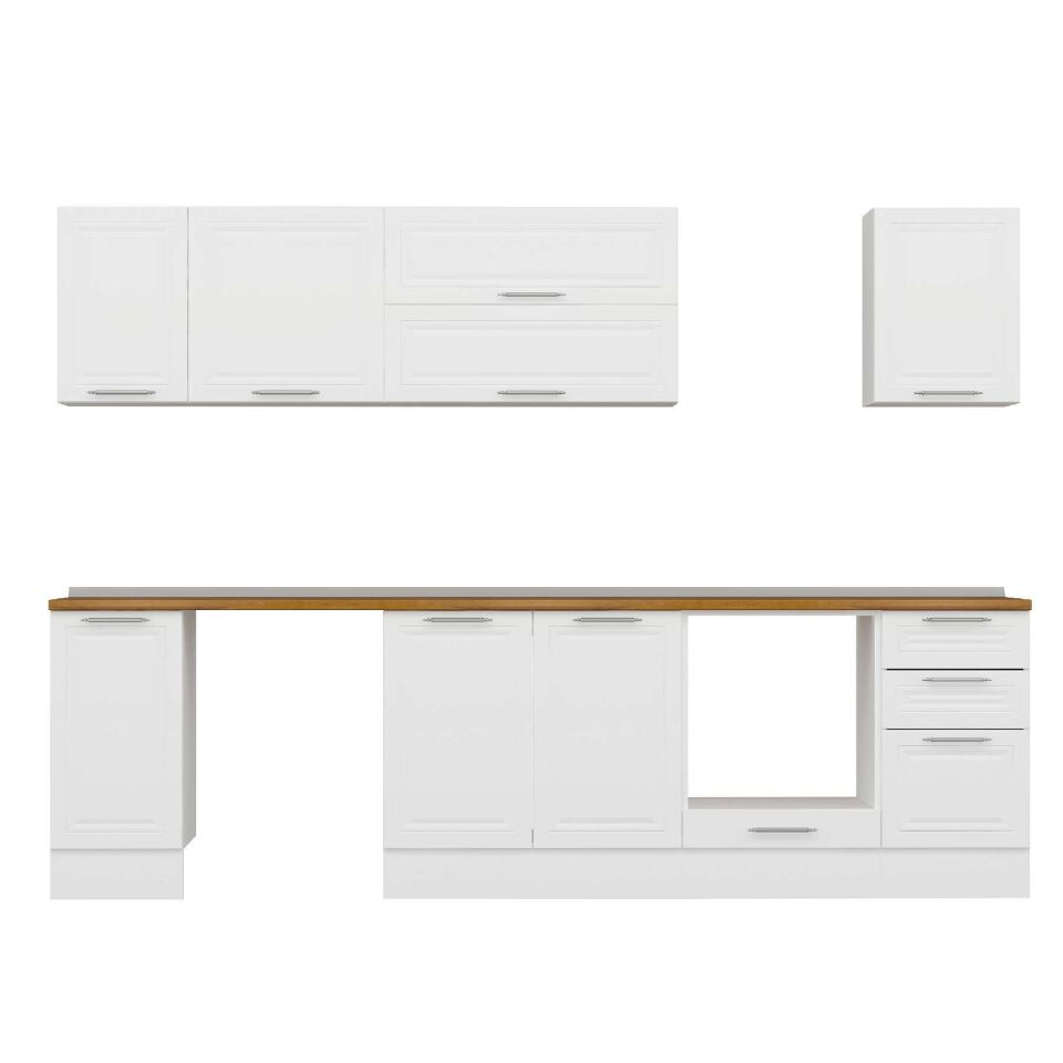 Alvinka 295X210 Cm Klasik Mebran Mutfak Dolabı M-E90S40S45-2 Mebran | Beyaz - Mdf