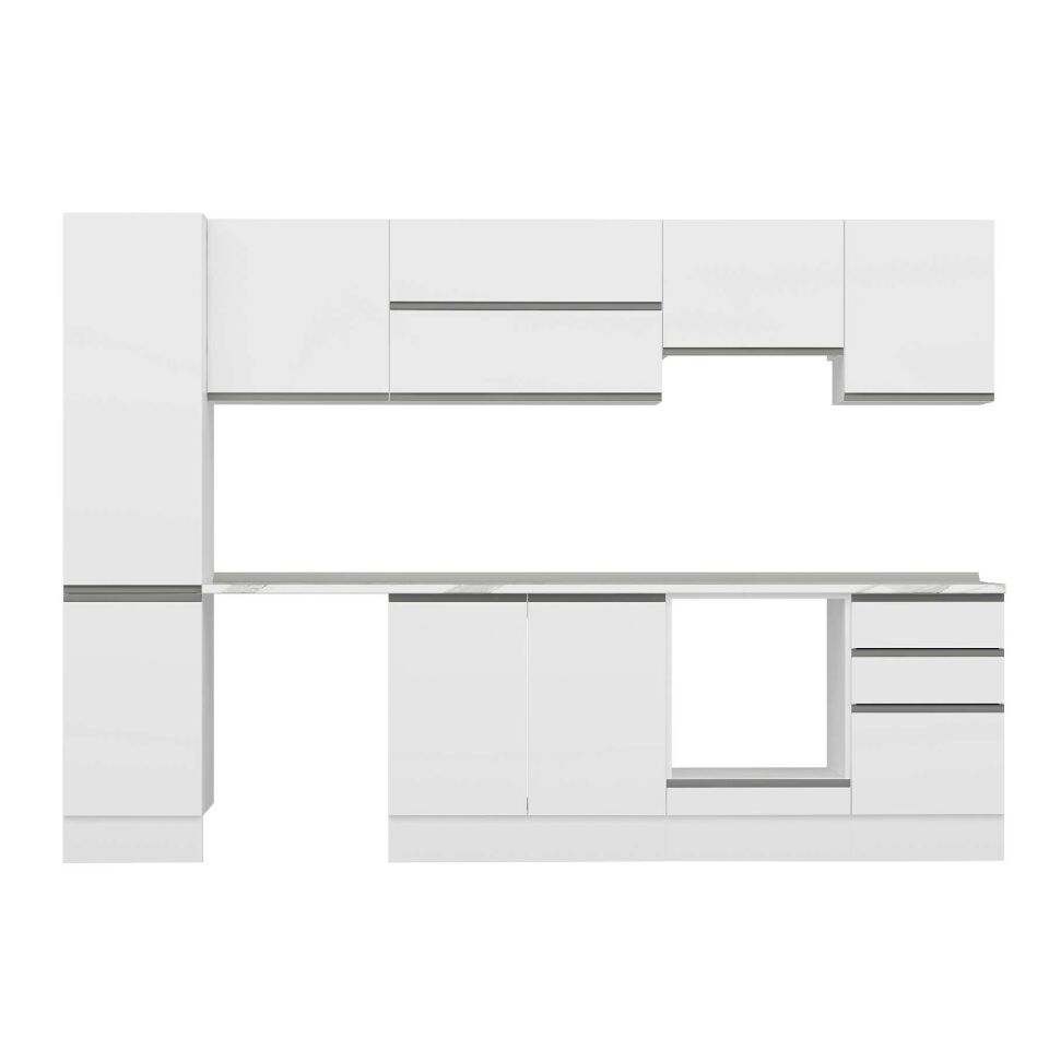 Alvinka 305X210 Cm High Gloss Mutfak Dolabı Mb-E90B45S50-1 High Gloss | Beyaz - Suntalam
