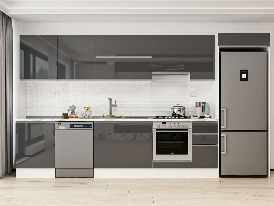 Alvinka 380X222 Cm High Gloss Mutfak Dolabı Mb-E80S60S40-1