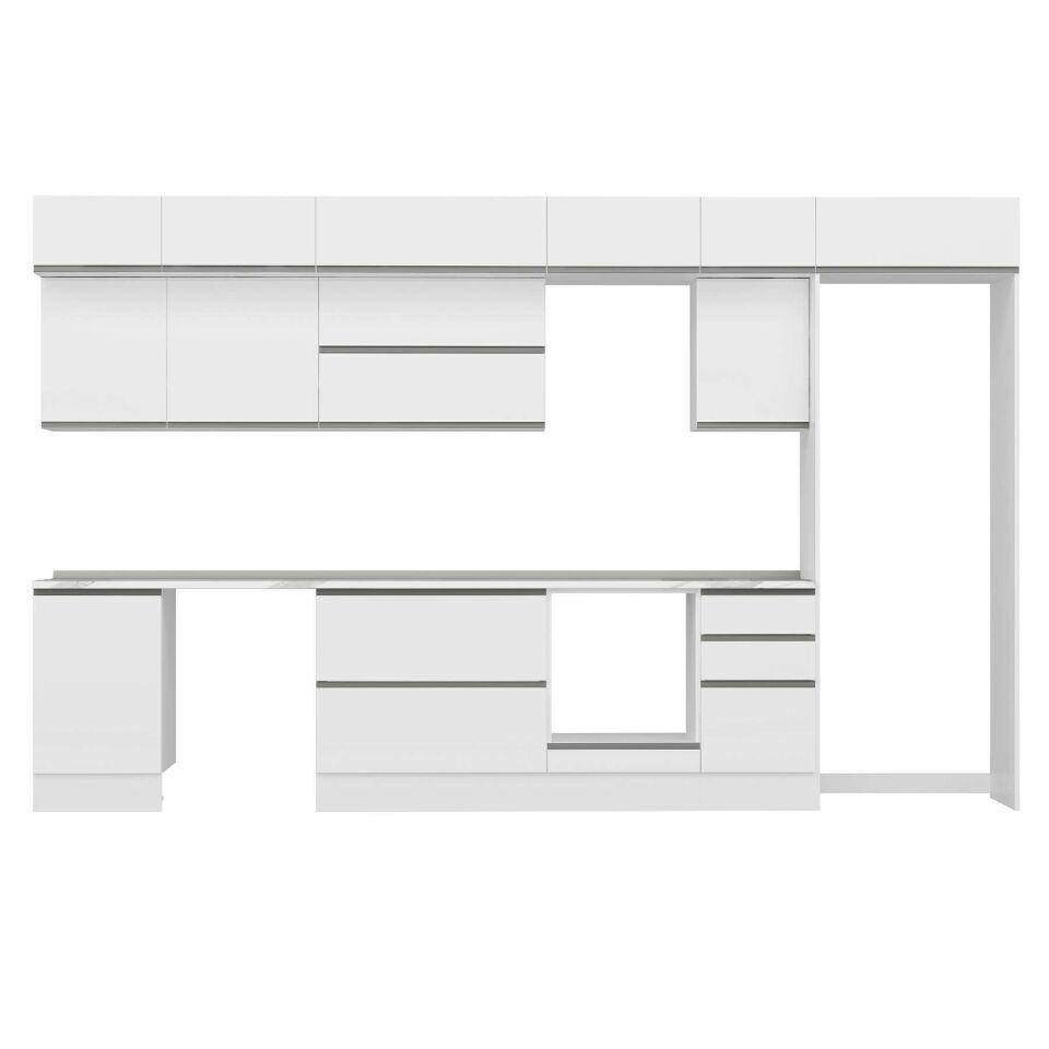 Alvinka 375X240 Cm High Gloss Mutfak Dolabı Mb-E80S50S45-2 High Gloss | Beyaz - Mdf