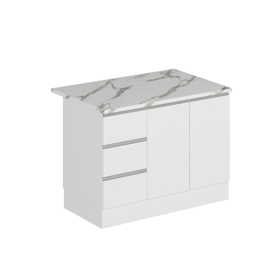 Alvinka 120 Cm Hg_J Ada Mutfak Dolabı Beyaz Beyaz Mdf