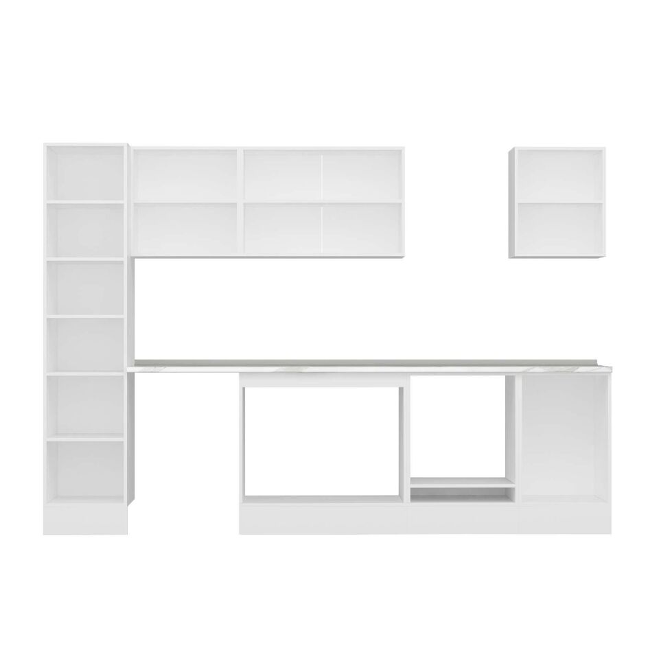 Alvinka 305X210 Cm High Gloss Mutfak Dolabı Mb-E90B45S50-2 High Gloss | Beyaz - Suntalam