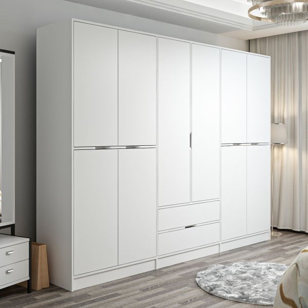 Elina 6 Kapaklı Dolap - Beyaz/Beyaz