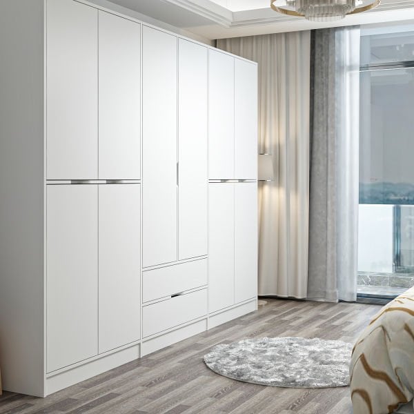 Elina 6 Kapaklı Dolap - Beyaz/Beyaz