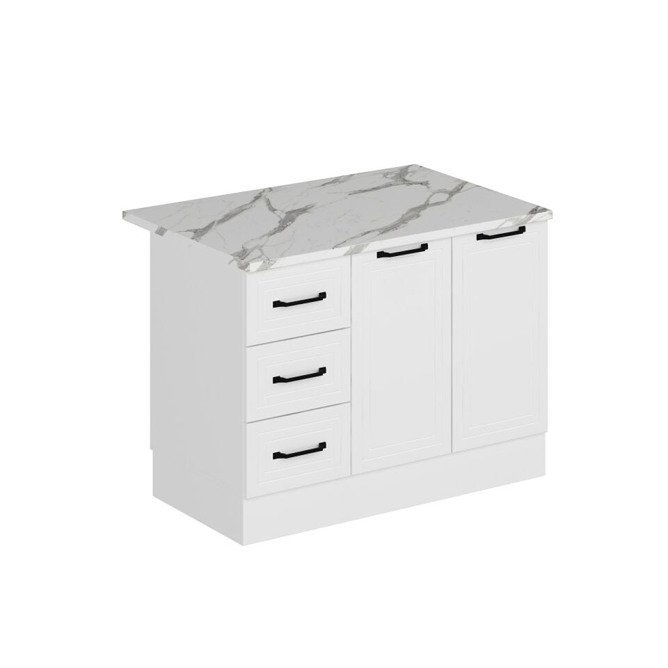 Alvinka 120 Cm Mbr_A Ada Mutfak Dolabı Beyaz Beyaz Mdf
