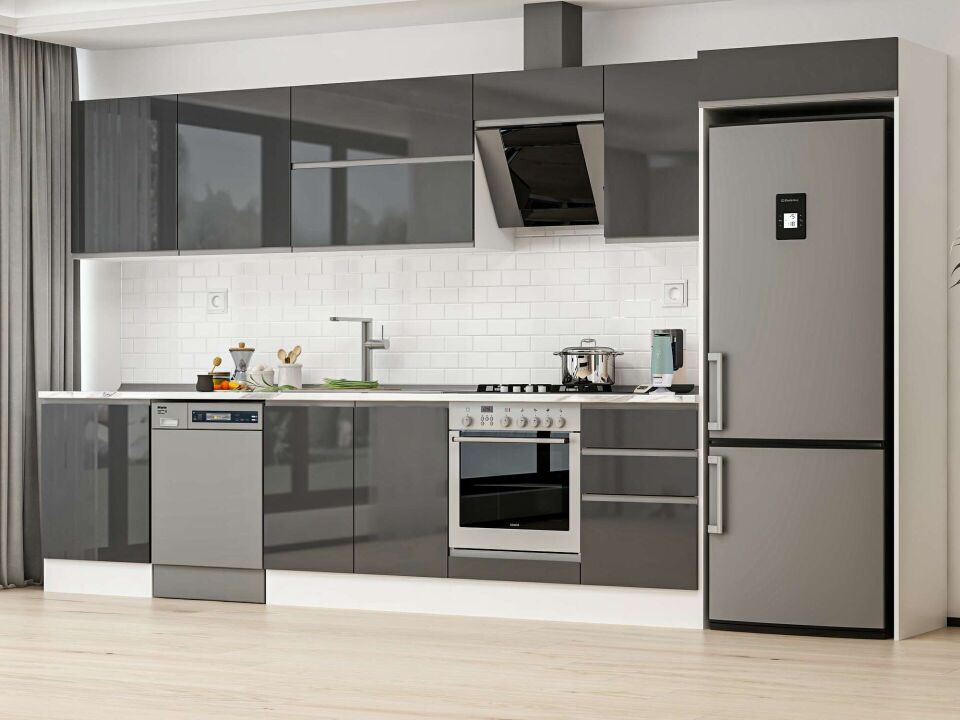 Alvinka 390X222 Cm High Gloss Mutfak Dolabı Mb-E80S60S50-2