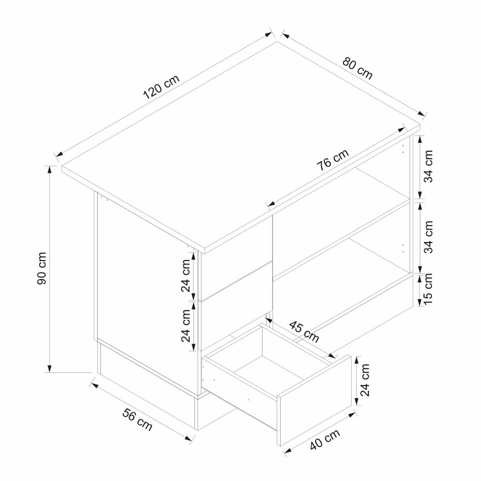 Alvinka 120 Cm Mbr_A Ada Mutfak Dolabı Beyaz Kumtaşı Mdf