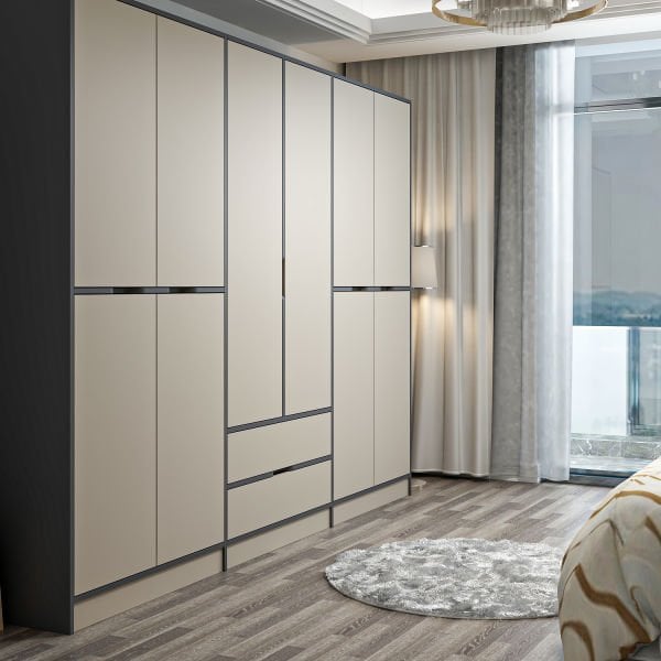 Elina 6 Kapaklı Dolap - Antrasit/Kumtaşı