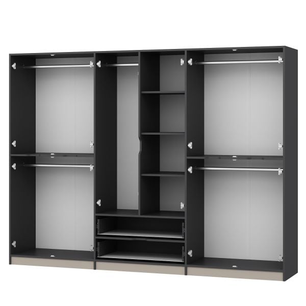 Elina 6 Kapaklı Dolap - Antrasit/Kumtaşı