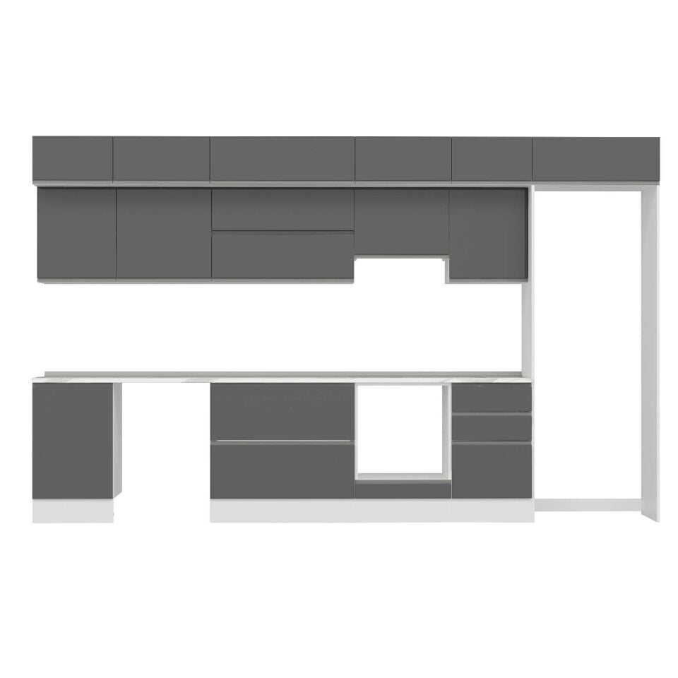 Alvinka 380X240 Cm High Gloss Mutfak Dolabı Mb-E80S50S50-1 High Gloss | Antrasit - Suntalam