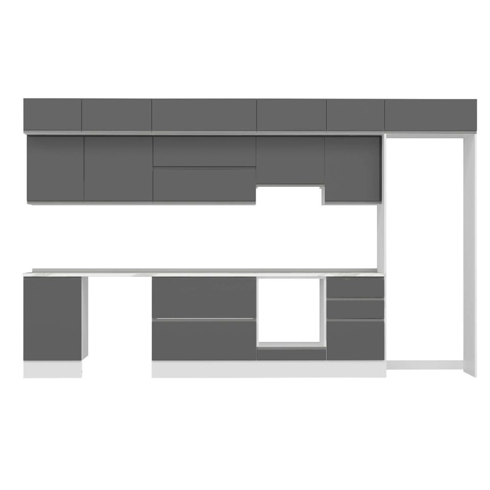 Alvinka 380X240 Cm High Gloss Mutfak Dolabı Mb-E80S50S50-1 High Gloss | Antrasit - Mdf