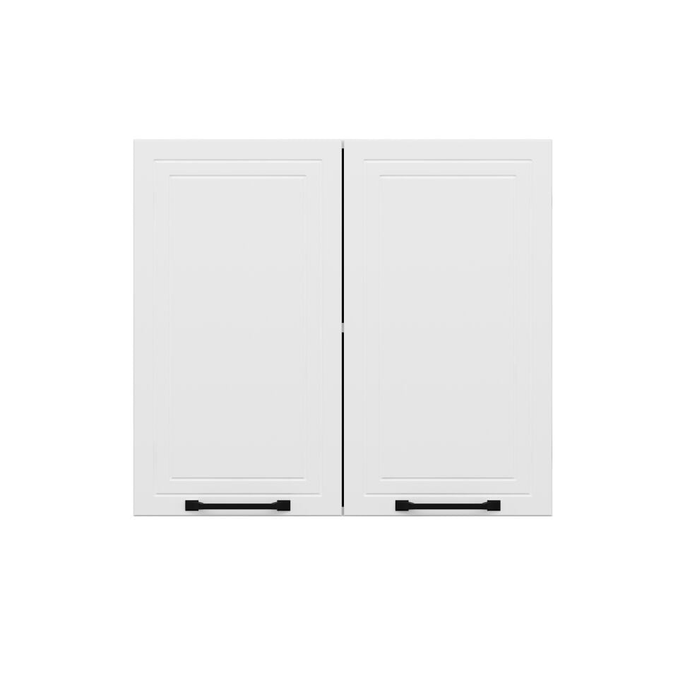 Alvinka Mutfak Modül Mbr_A Üst 2Dk1R 80-H72Cm Dolap Beyaz Beyaz Mdf