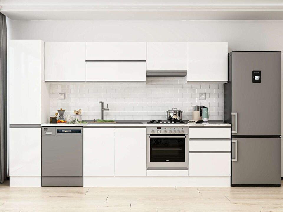 Alvinka 315X210 Cm High Gloss Mutfak Dolabı Mb-E90B45S60-1 High Gloss | Beyaz - Mdf
