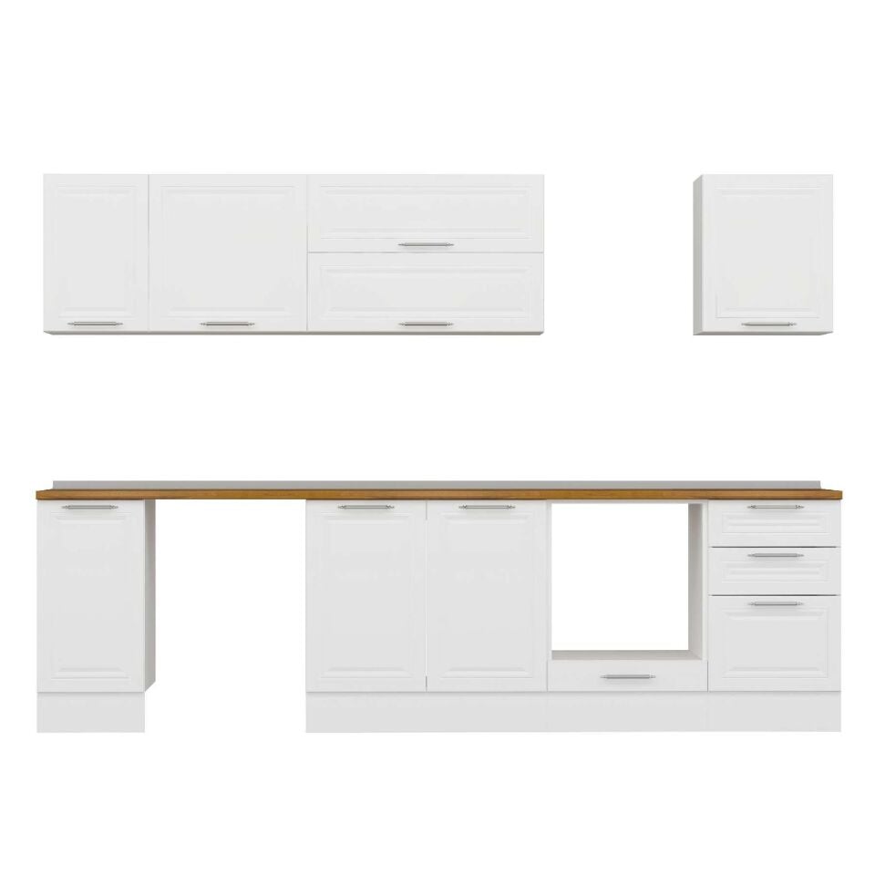 Alvinka 300X210 Cm Klasik Mebran Mutfak Dolabı M-E90S40S50-2 Mebran | Beyaz - Suntalam