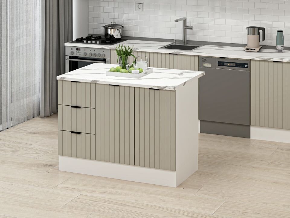 Alvinka 120 Cm Mbr_B Ada Mutfak Dolabı Beyaz Kumtaşı Mdf