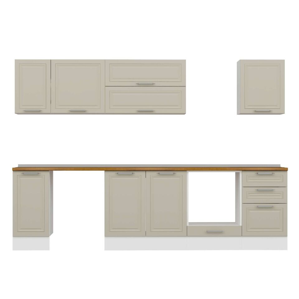 Alvinka 300X210 Cm Klasik Mebran Mutfak Dolabı M-E90S40S50-2 Mebran | Kumtaşı - Suntalam