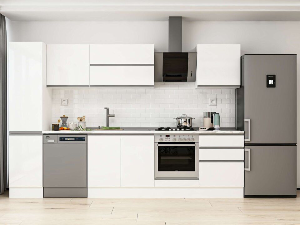 Alvinka 315X210 Cm High Gloss Mutfak Dolabı Mb-E90B45S60-2 High Gloss | Beyaz - Mdf