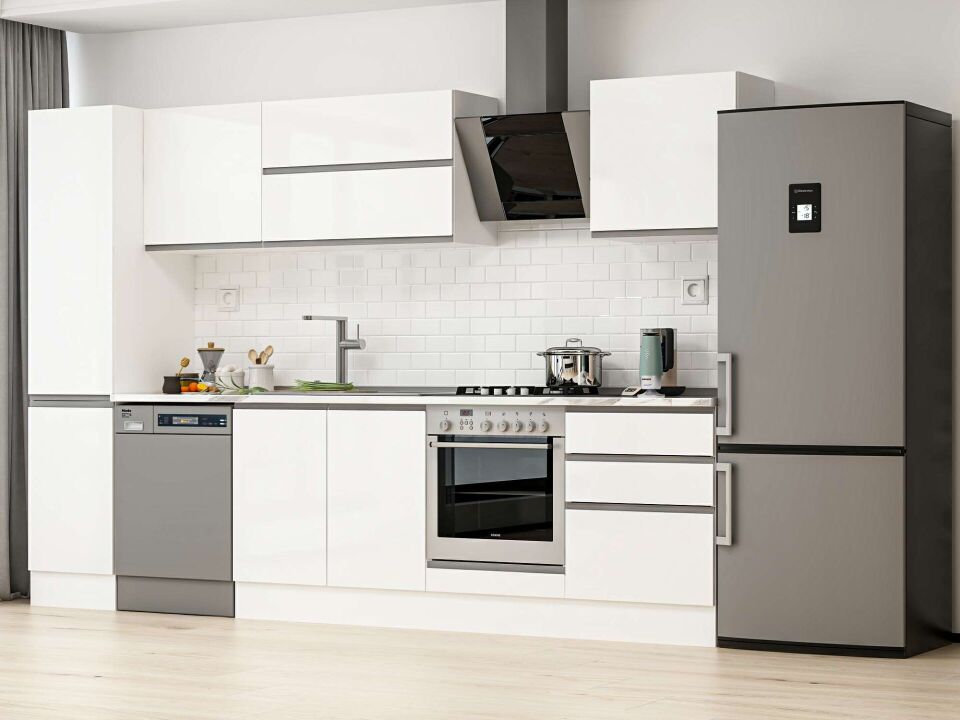 Alvinka 315X210 Cm High Gloss Mutfak Dolabı Mb-E90B45S60-2 High Gloss | Beyaz - Mdf