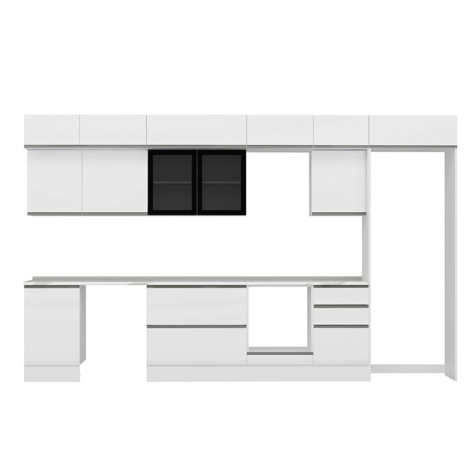 Alvinka 380X240 Cm High Gloss Mutfak Dolabı Mb-E80S50S50-3 High Gloss | Beyaz - Mdf