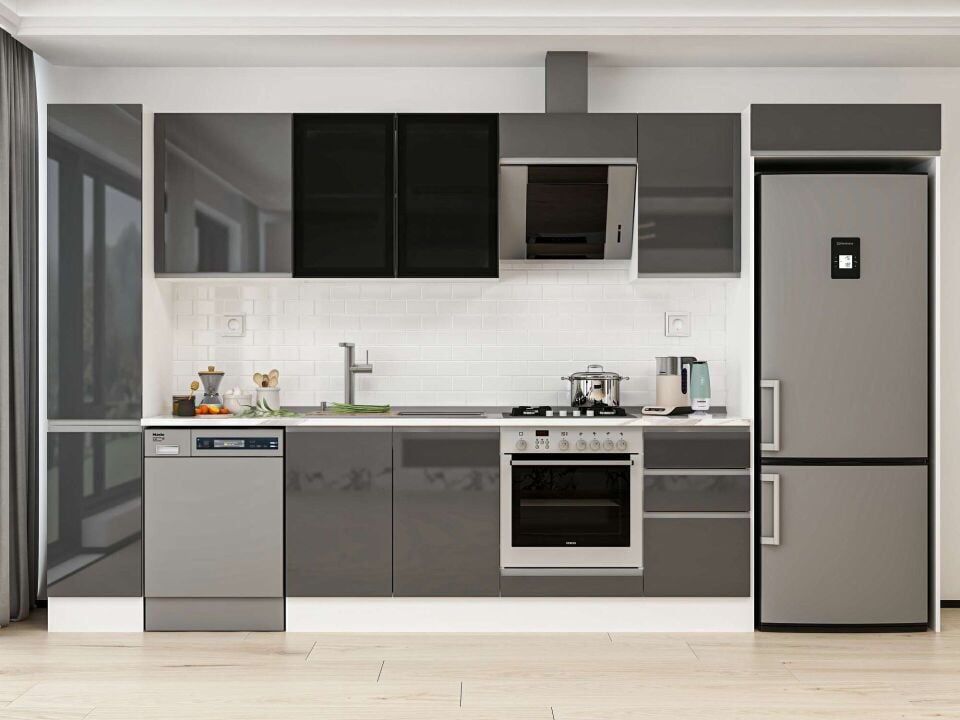 Alvinka 365X222 Cm High Gloss Mutfak Dolabı Mbb-E80B40S45-3
