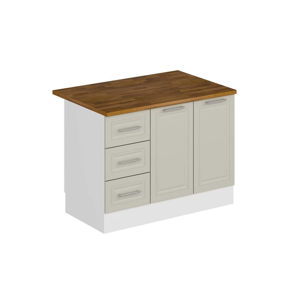 Alvinka 120 Cm Mbr_C Ada Mutfak Dolabı Beyaz Kumtaşı Mdf
