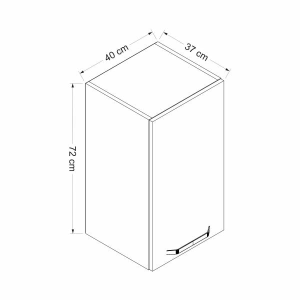Minar Mutfak Modül Üst 1Dk2R 40Cm Dolap Byz Cam Mebran C Byz