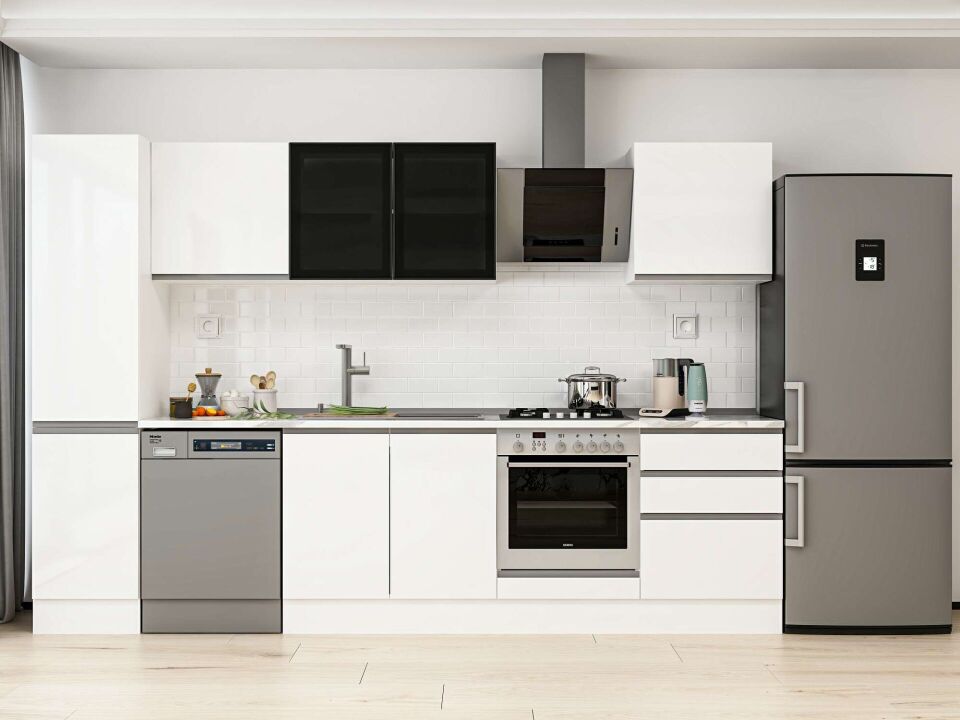 Alvinka 315X210 Cm High Gloss Mutfak Dolabı Mb-E90B45S60-3 High Gloss | Beyaz - Mdf